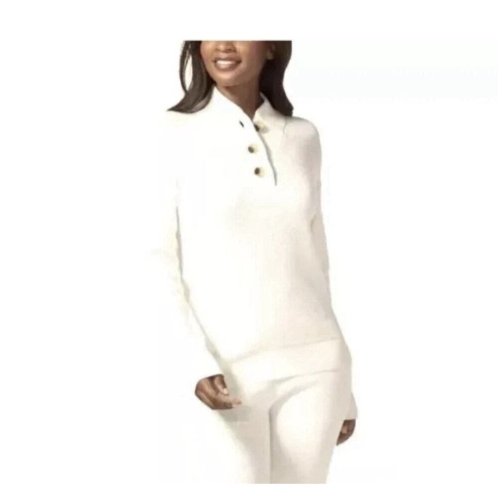 Tommy John Sweater knit lounge henley sweater in Coconut Milk Cream Medium